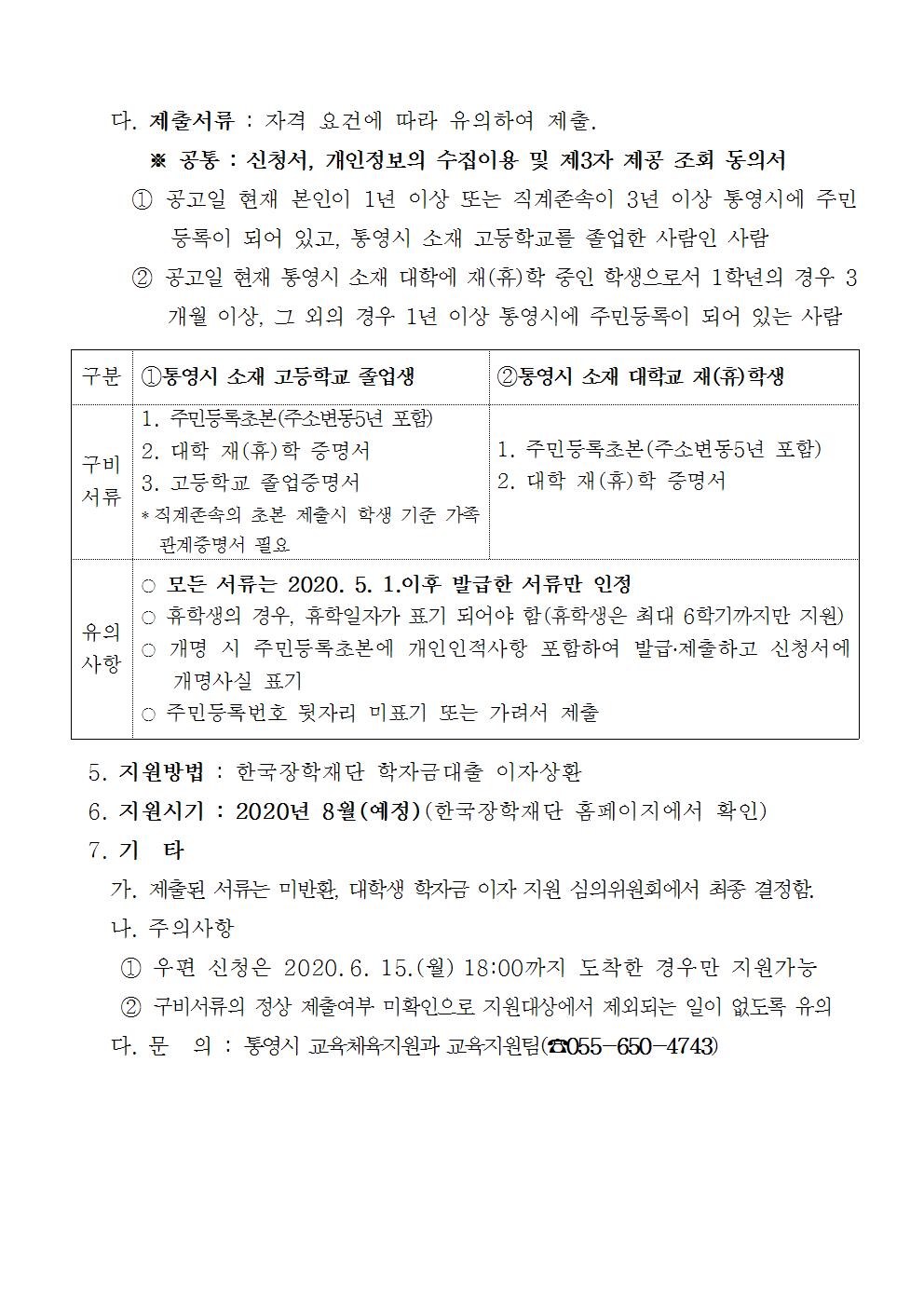 2020년 대학생 학자금 이자지원 공고문002.jpg